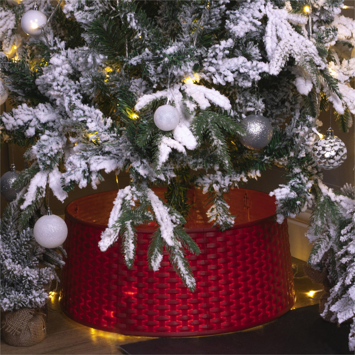Rattan Style Tree Skirt – Rustic Holiday Decoration for Christmas Trees_Christmas Tree Skirts