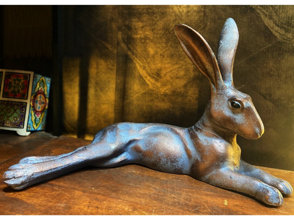 Laying Hare Garden Sculpture Cast Aluminium Ornament_Garden Ornaments
