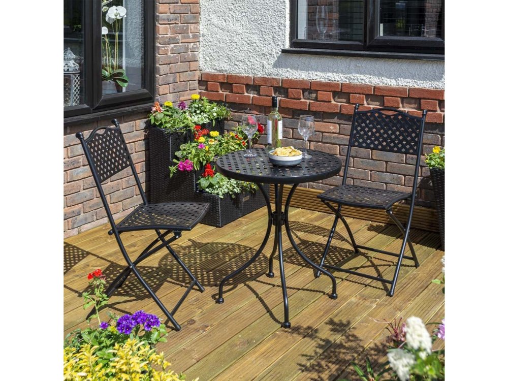 Stylish Havana Bistro 3 Piece Set in Black for Outdoor Dining_Garden Furniture