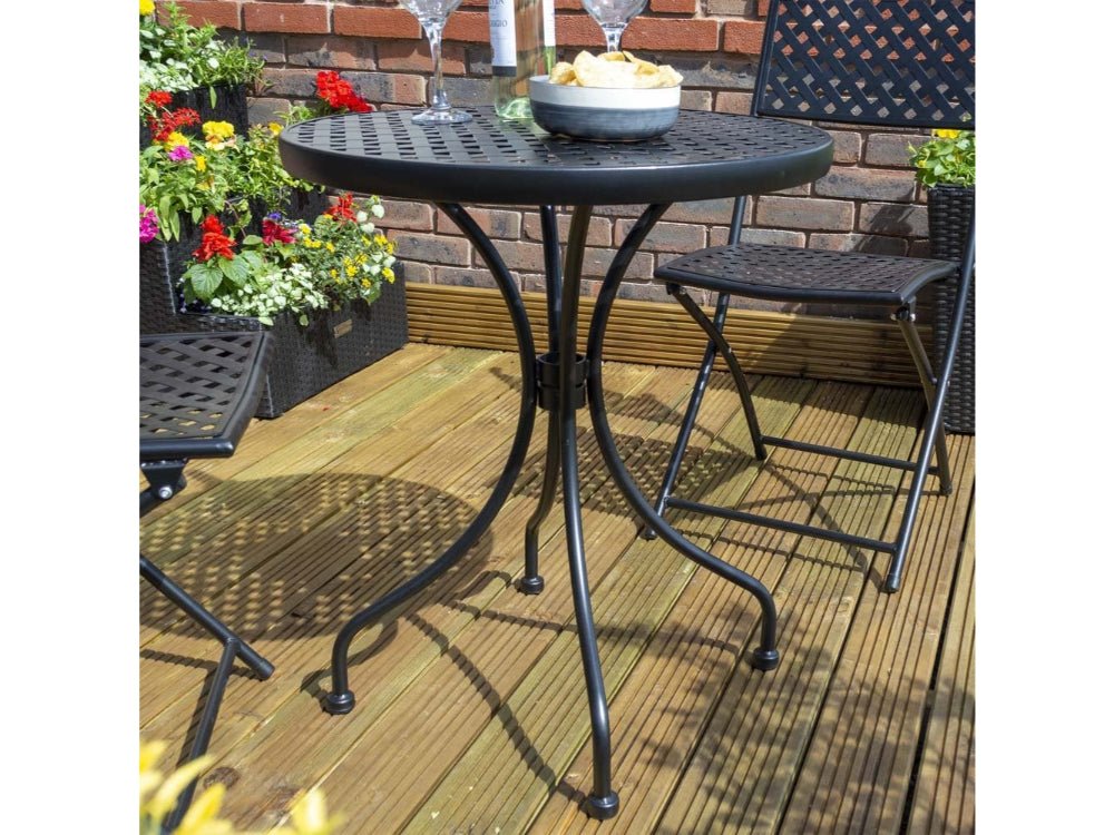 Stylish Havana Bistro 3 Piece Set in Black for Outdoor Dining_Garden Furniture
