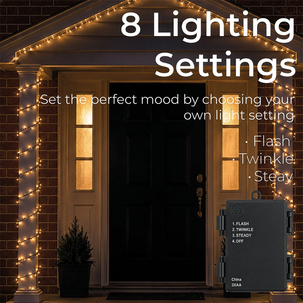 Luxform Lighting 100 LED, 10M Battery Operated Indoor & Outdoor Warm White String Lights With Auto Timer_String Lights