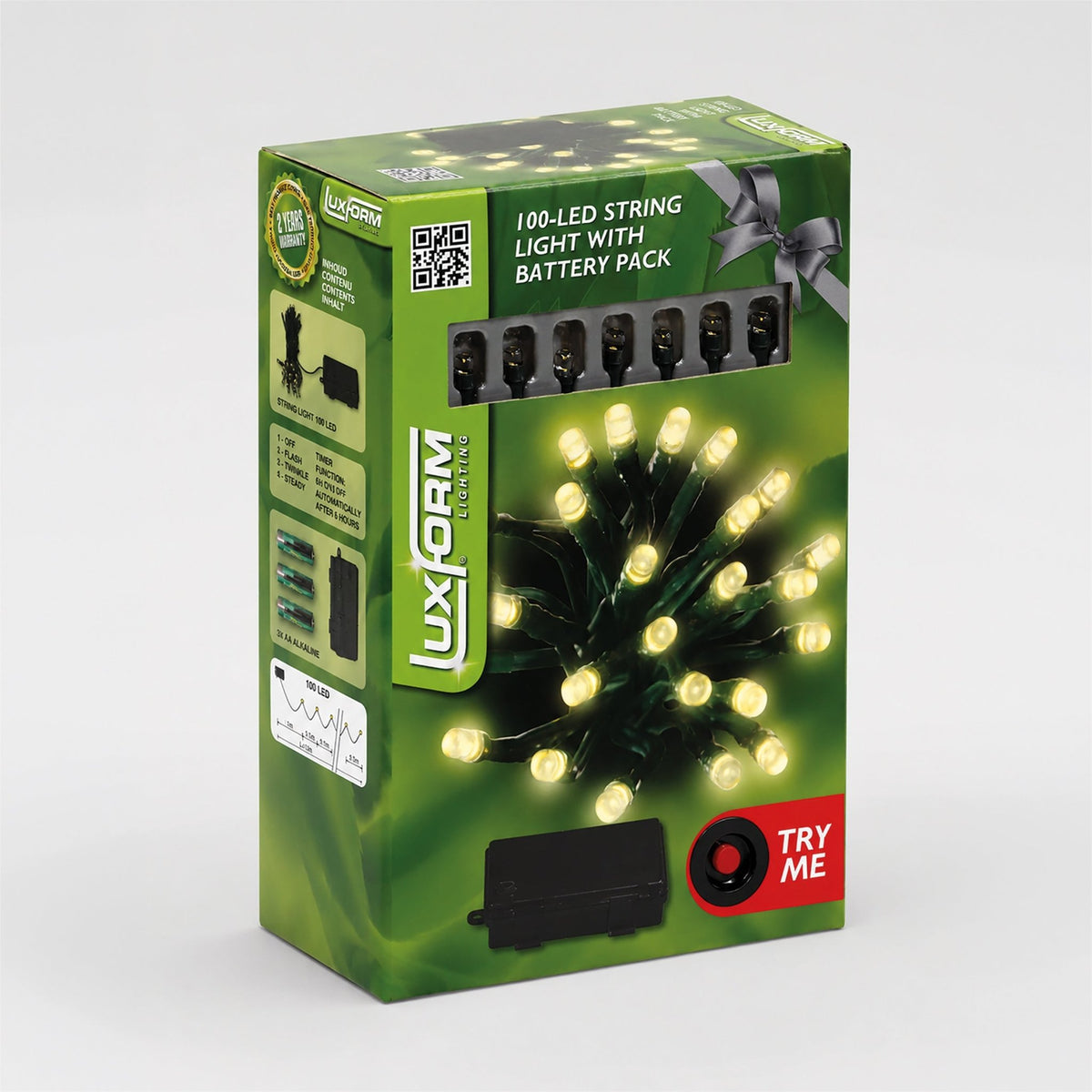 Luxform Lighting 100 LED, 10M Battery Operated Indoor & Outdoor Warm White String Lights With Auto Timer_String Lights