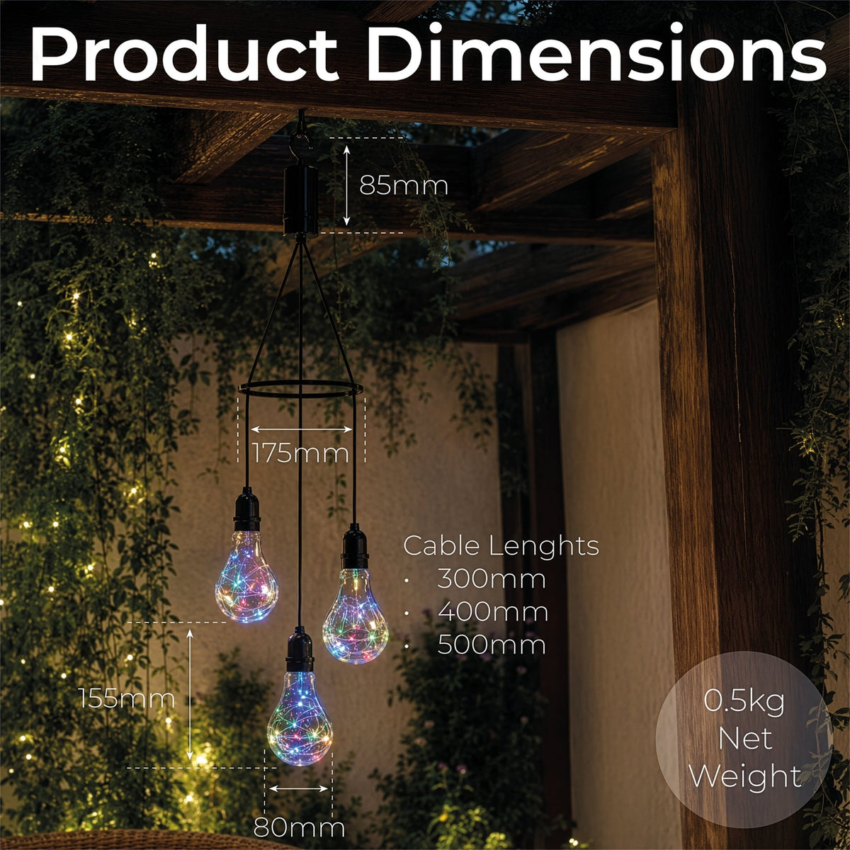 Luxform Lighting Battery Apollo 3 Drop Pendant LED Multi Coloured Lights_Pendant Lights
