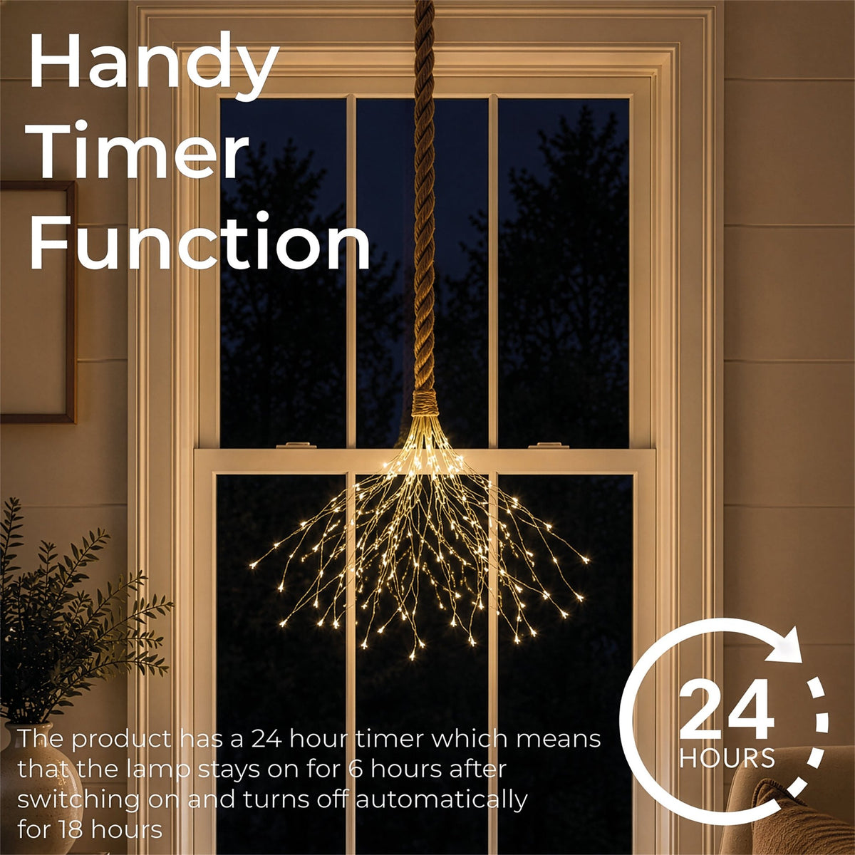 Luxform Battery Operated Hemp Rope Light with Branch_Rope Lights