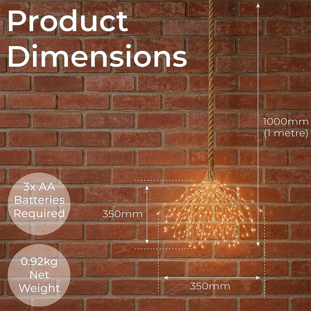 Luxform Battery Operated Hemp Rope Light with Branch_Rope Lights