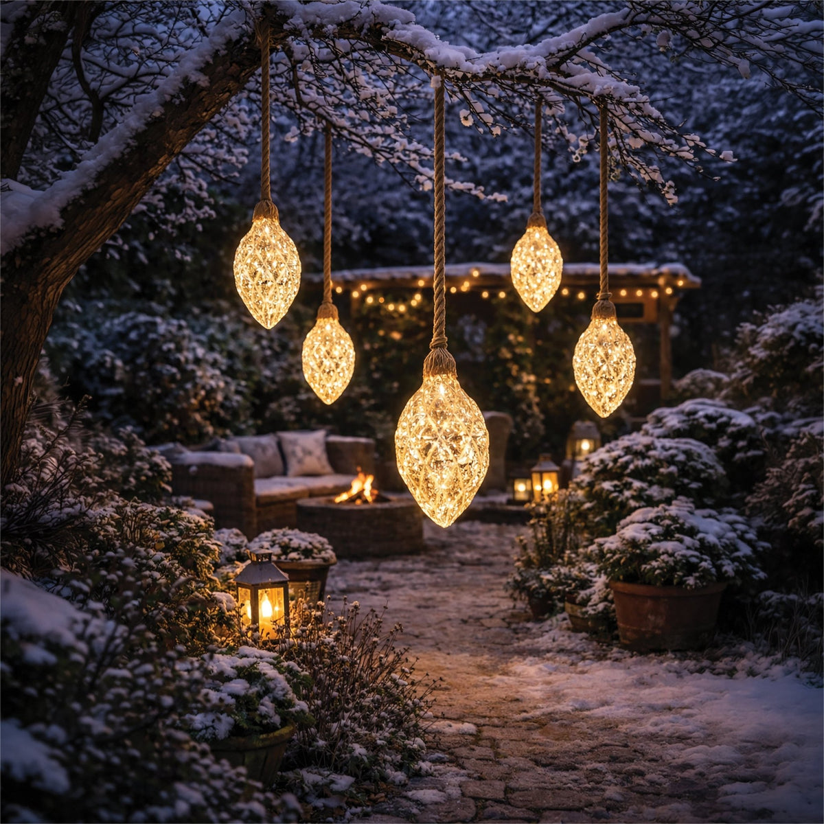 Luxform Battery Operated Hemp Rope Light with Pine Cones_Rope Lights
