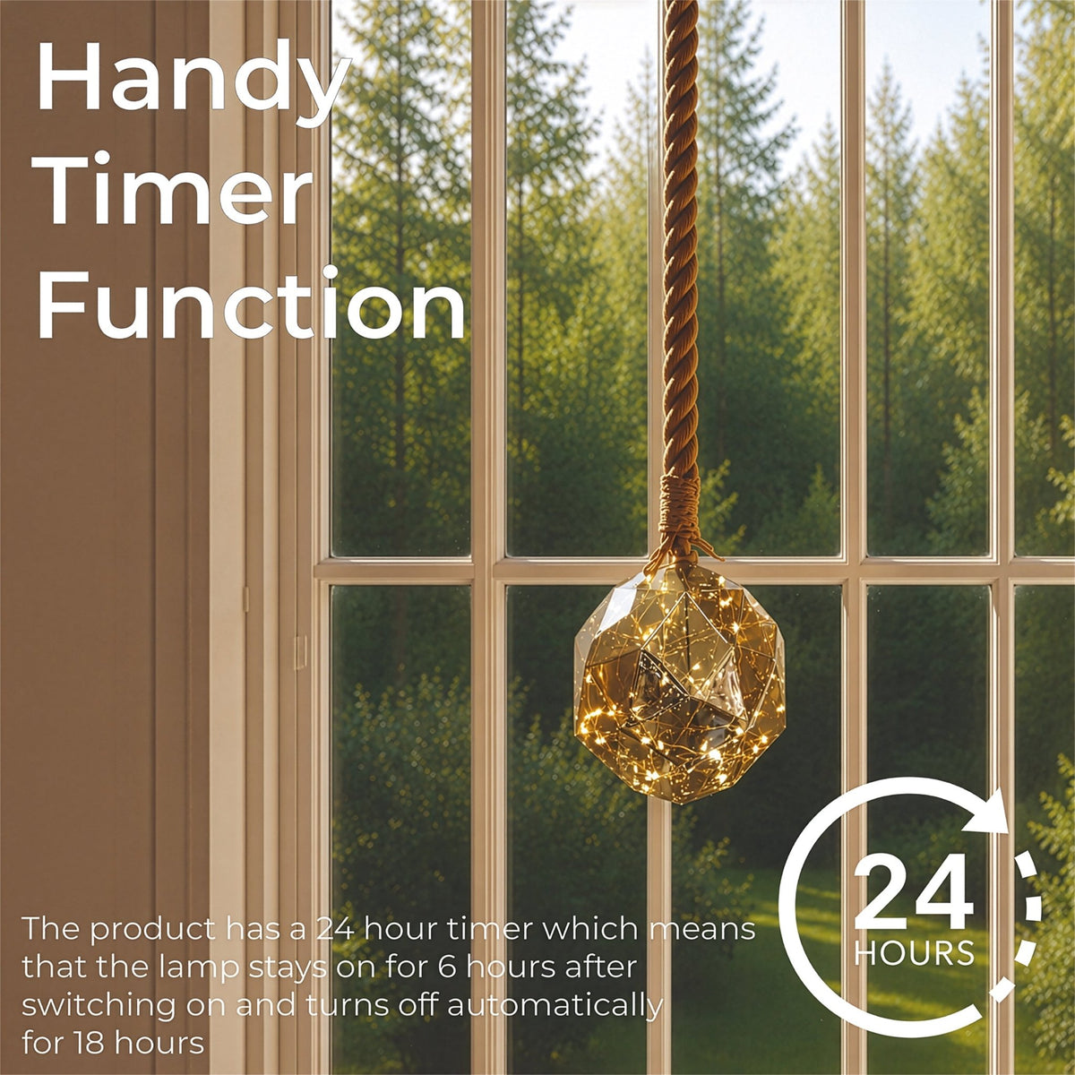 Luxform Battery Operated Hemp Rope Light with Dented Globe Design_Rope Lights