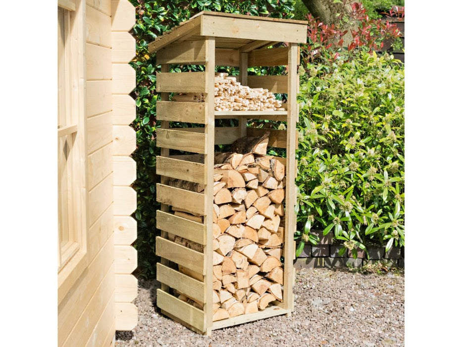 Narrow Log Store Durable Wooden Storage Solution for Firewood