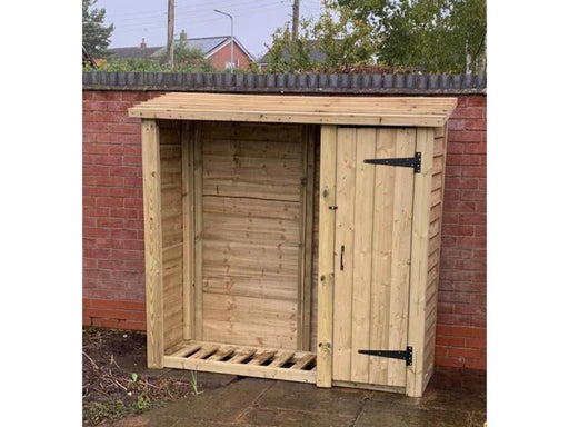 6x6 Log Store with Tool Store – Heavy Duty Wooden Firewood Storage_Log Store