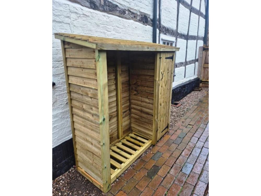 6x6 Log Store with Tool Store – Heavy Duty Wooden Firewood Storage_Log Store