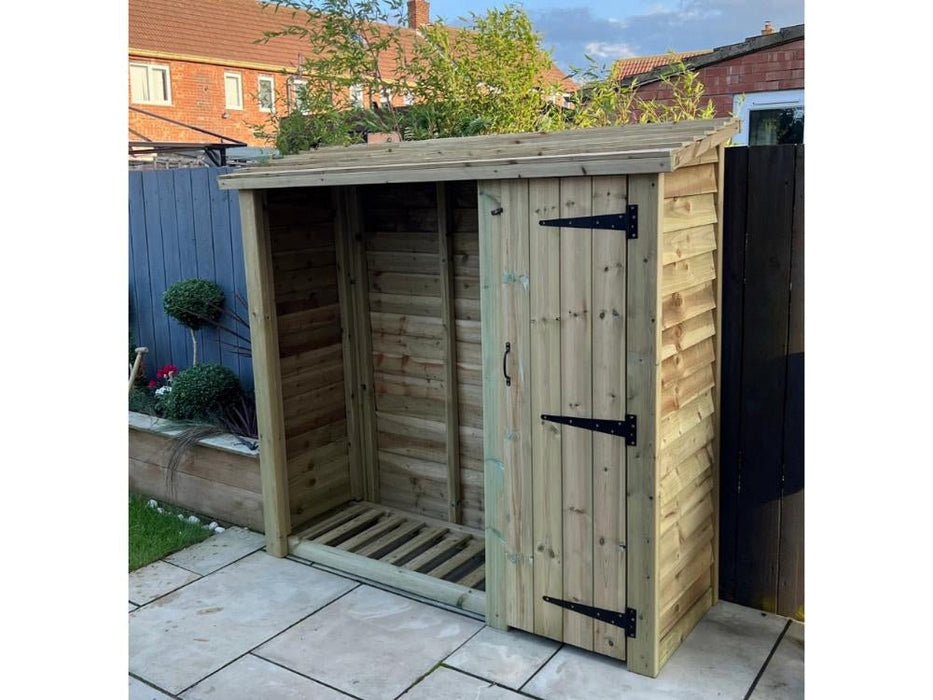 6x6 Log Store with Tool Store – Heavy Duty Wooden Firewood Storage_Log Store