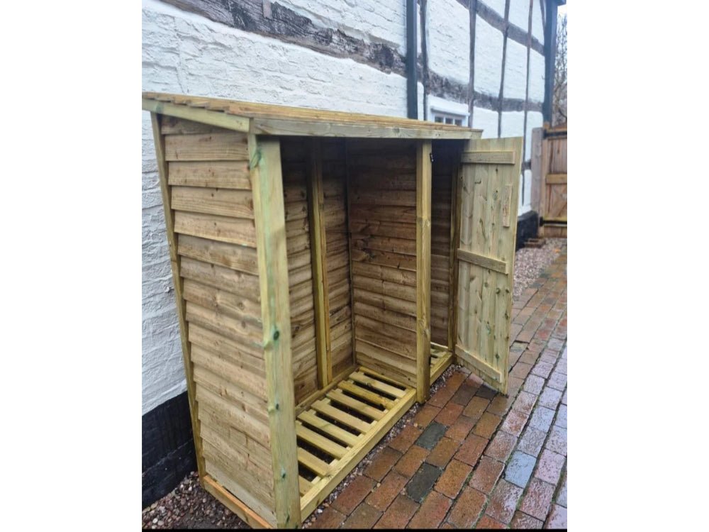 6x6 Log Store with Tool Store – Heavy Duty Wooden Firewood Storage_Log Store