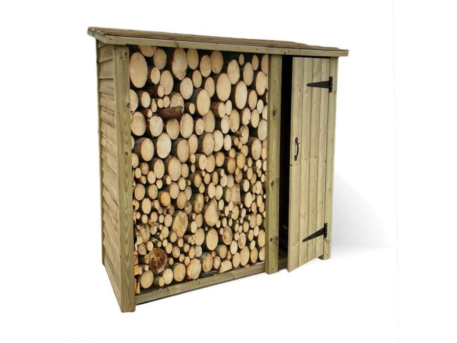 6x6 Log Store with Tool Store – Heavy Duty Wooden Firewood Storage_Log Store