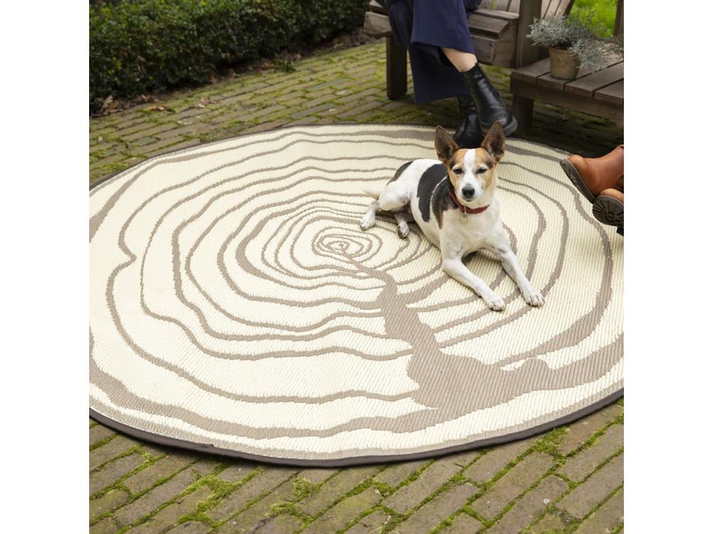 Round Outdoor Wood - Effect Rug Stylish & Weather - Resistant Patio Carpet_Outdoor Rugs