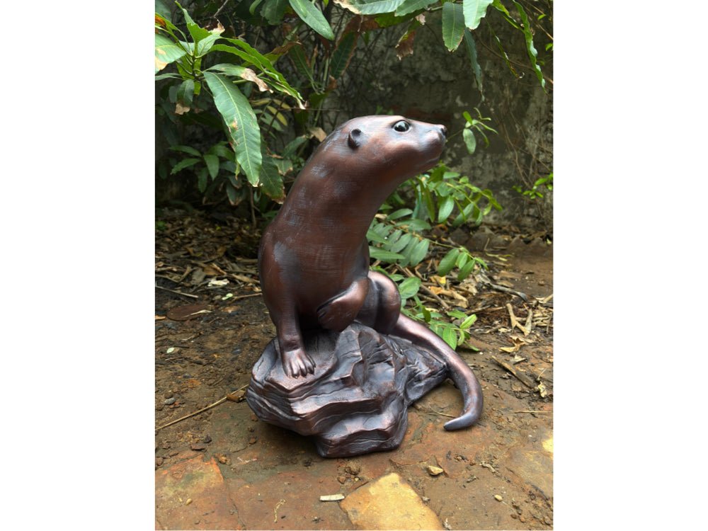 Otter Sculpture - 50cm - Resin in an aged Bronze Finish_Garden Ornaments