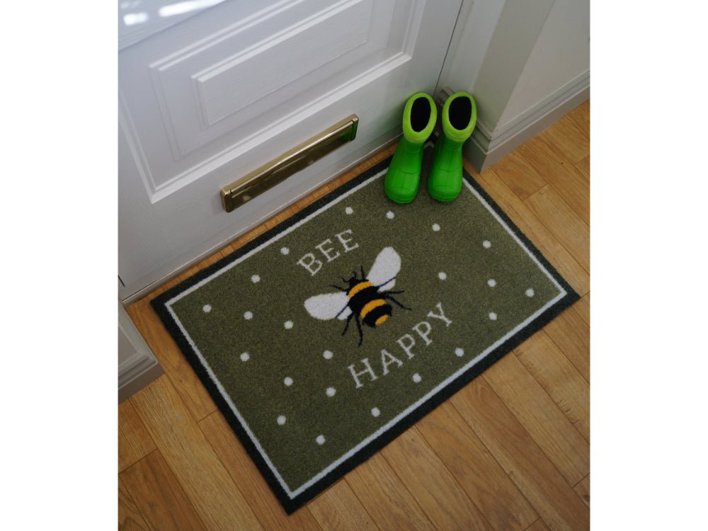 Eco Flex Premium Washable Mat - Bee Happy Green_Doormats
