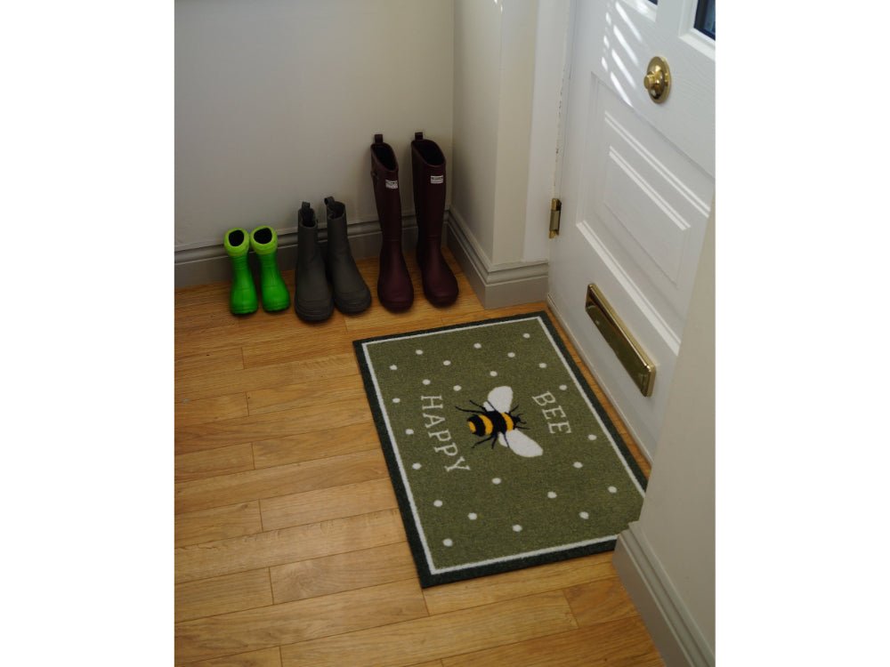 Eco Flex Premium Washable Mat - Bee Happy Green_Doormats