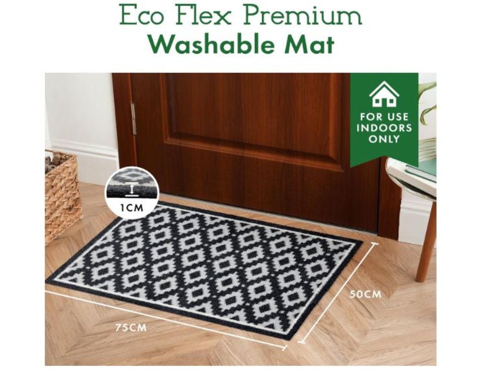 Eco Flex Premium Washable Mat - Diamond Geo Grey_Doormats