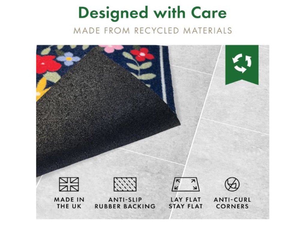 Eco Flex Premium Washable Mat - Floral Home Navy_Doormats