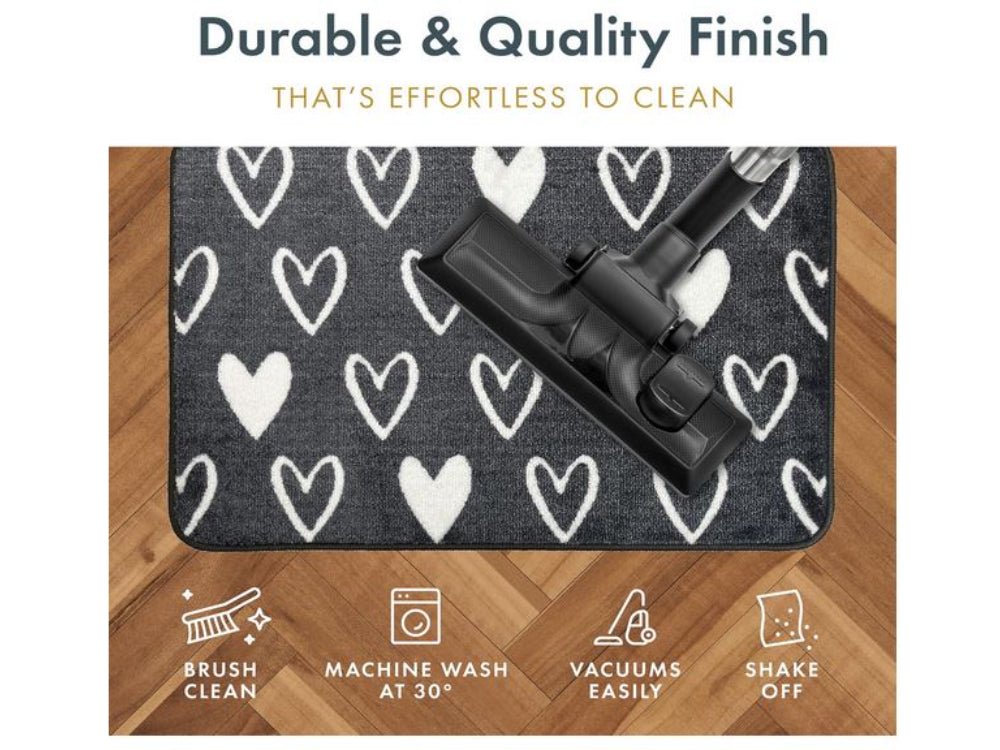 Supersoft Washable Mat - Grey Hearts_Doormats