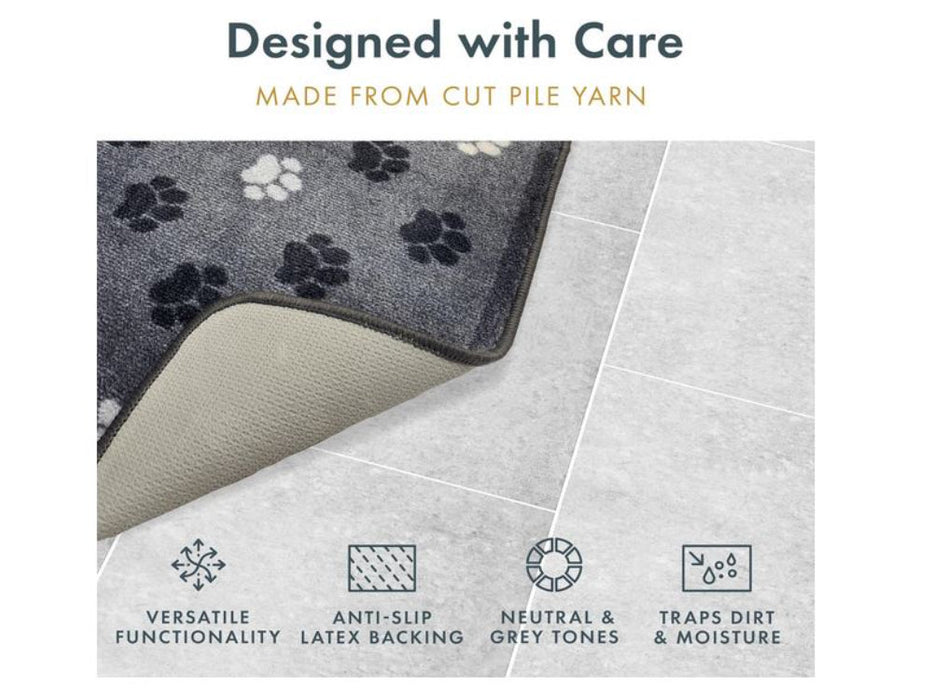 Supersoft Washable Mat - Grey Paw Print_Doormats