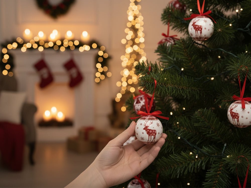 Red Reindeer Decoupage Baubles - 14 piece set_Baubles