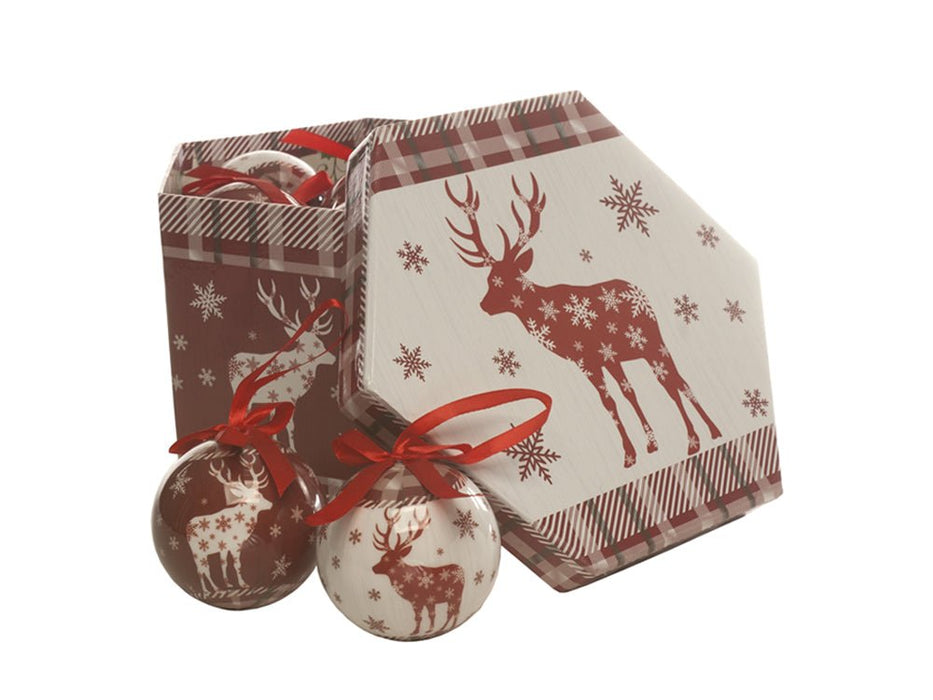 Red Reindeer Decoupage Baubles - 14 piece set_Baubles
