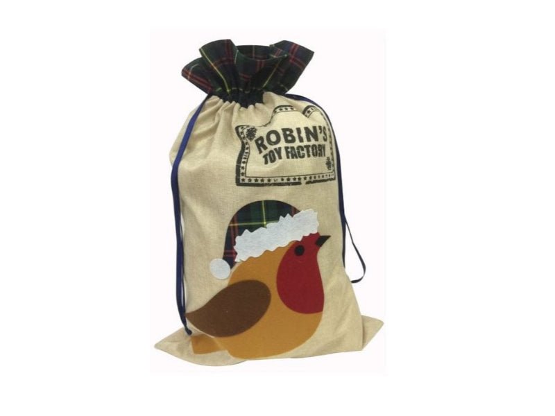 Robin's Toy Factory Christmas Sack - Red Robin - Pack of 1_Christmas Gift Bags