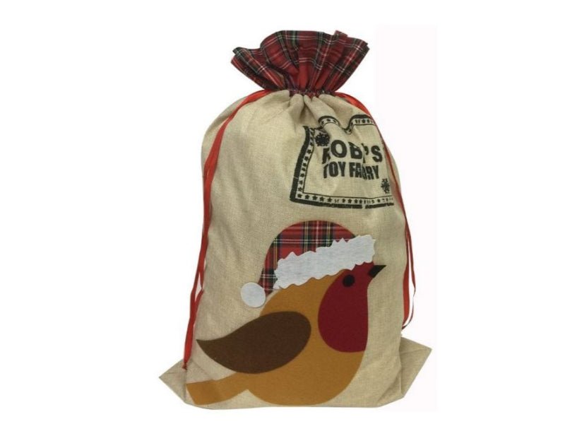 Robin's Toy Factory Christmas Sack - Red Robin - Pack of 1_Christmas Gift Bags