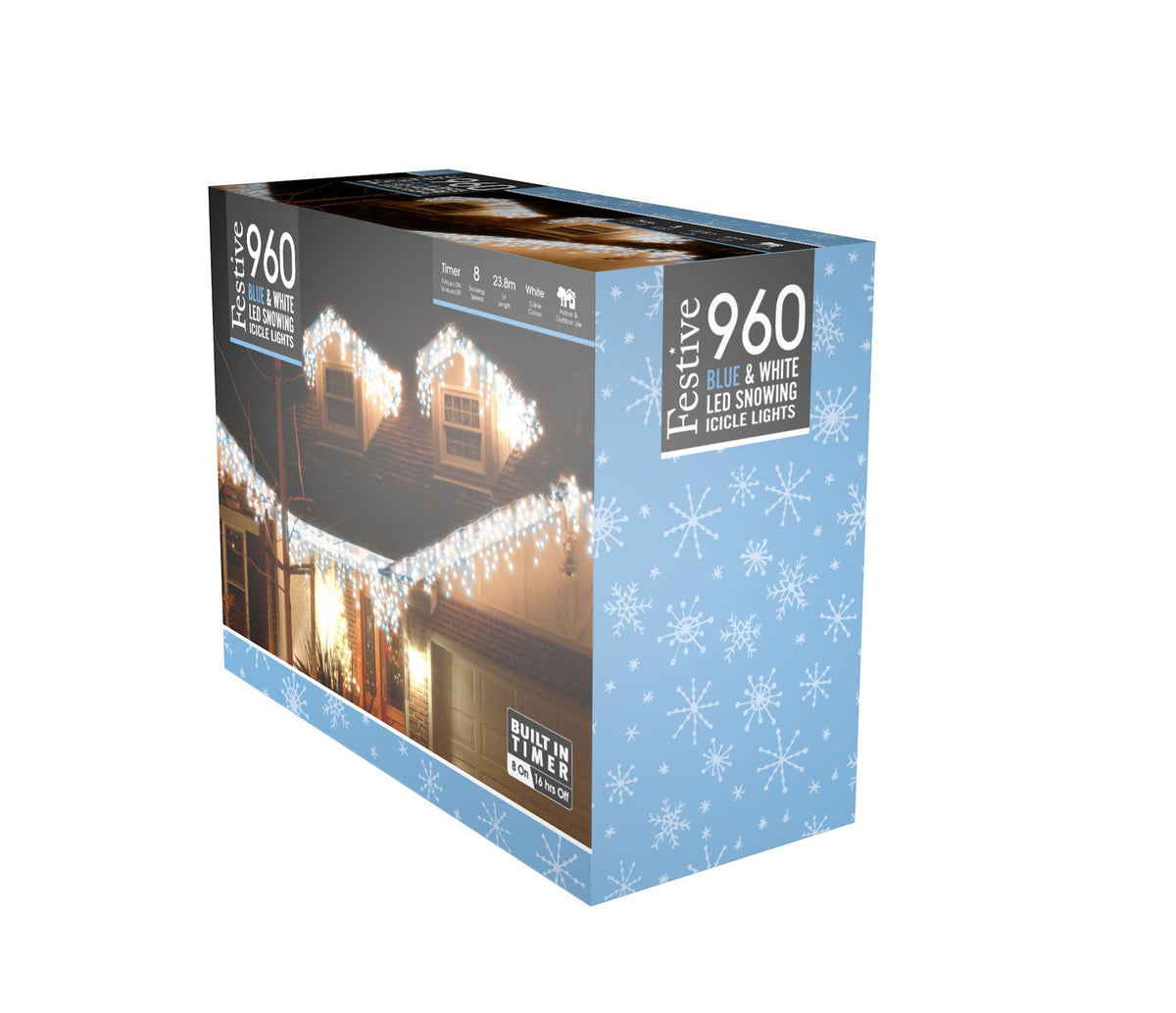 Snowing Icicle Lights - Blue & White_Christmas Lights
