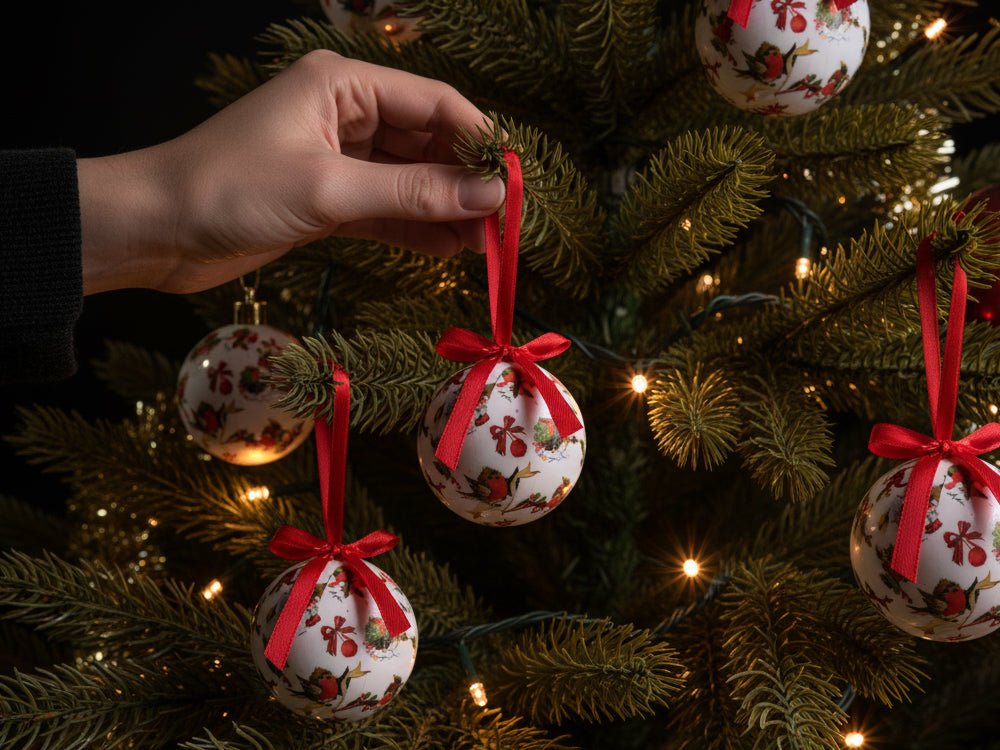 Red Robin Decoupage Baubles - 14 piece set_Baubles