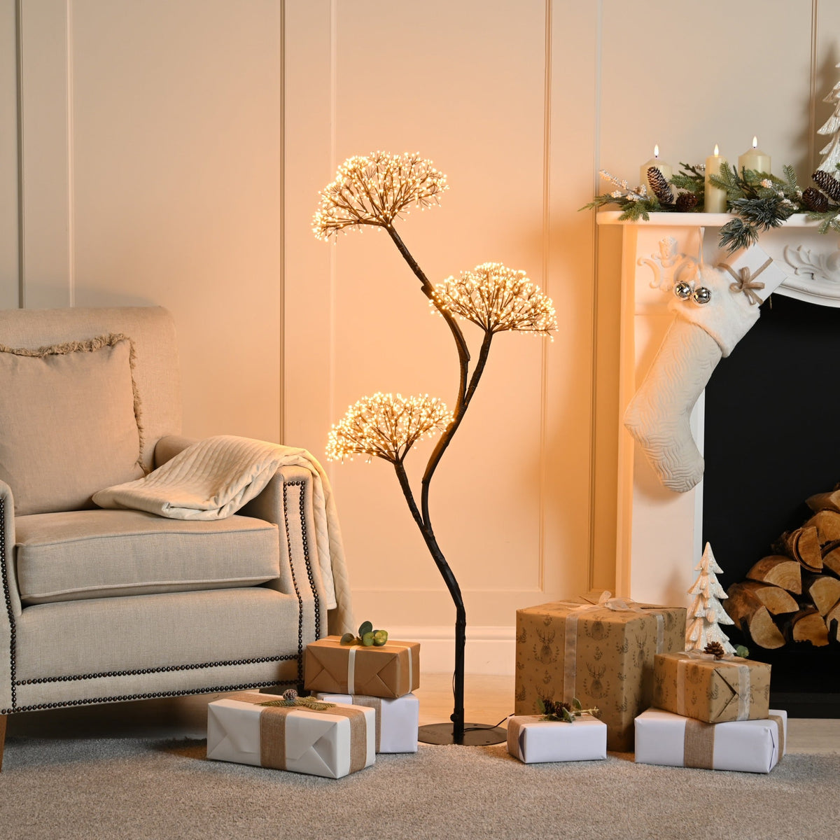 120cm Dewdrop Firework Ball Tree - Warm White LED_Artificial Christmas Trees