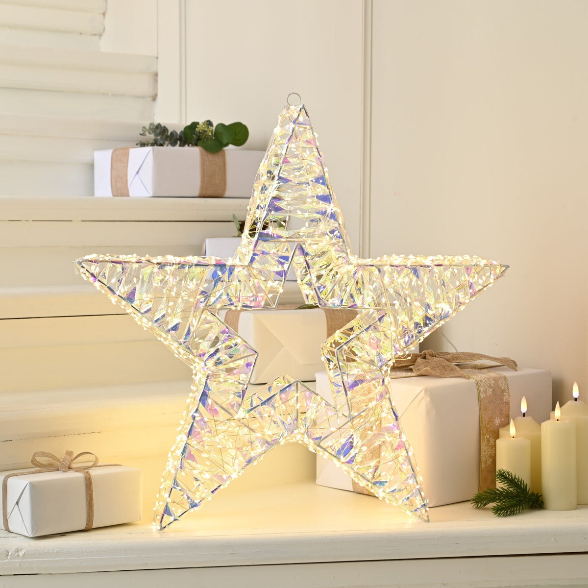 60cm Lit Star Shimmer Star - Multifunction_Indoor Christmas Decorations