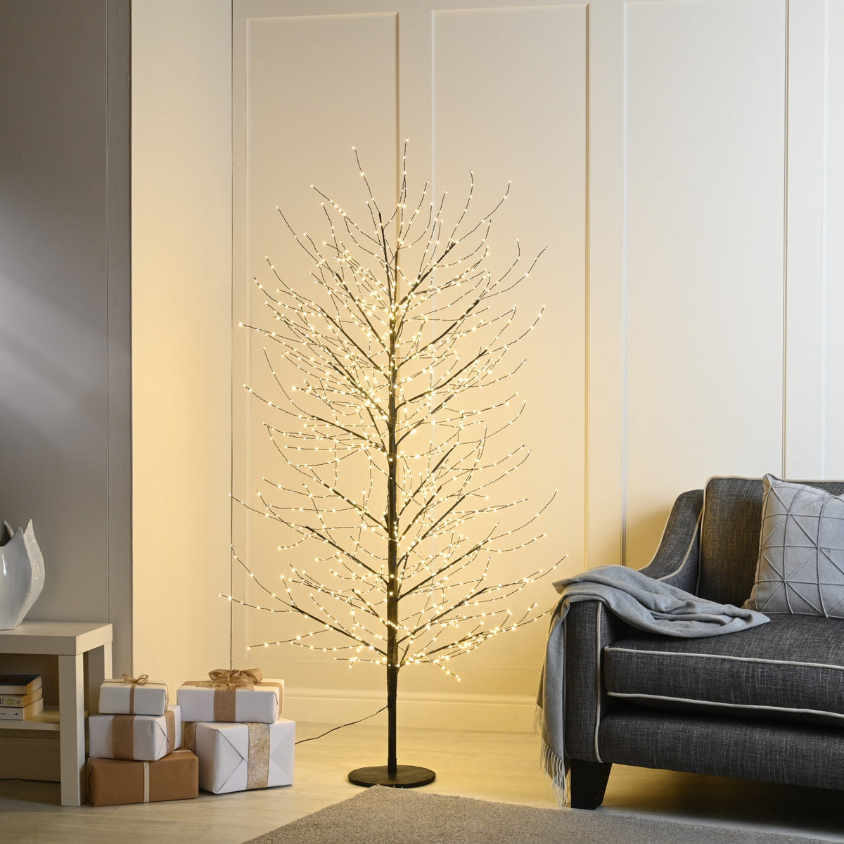 Lit Twinkling Microdot Tree - Black_Artificial Christmas Trees