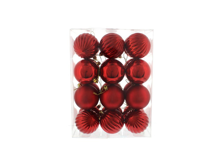 7cm Mixed Finish Christmas Balls - pack of 24 - available in 7 colours_Indoor Christmas Decorations