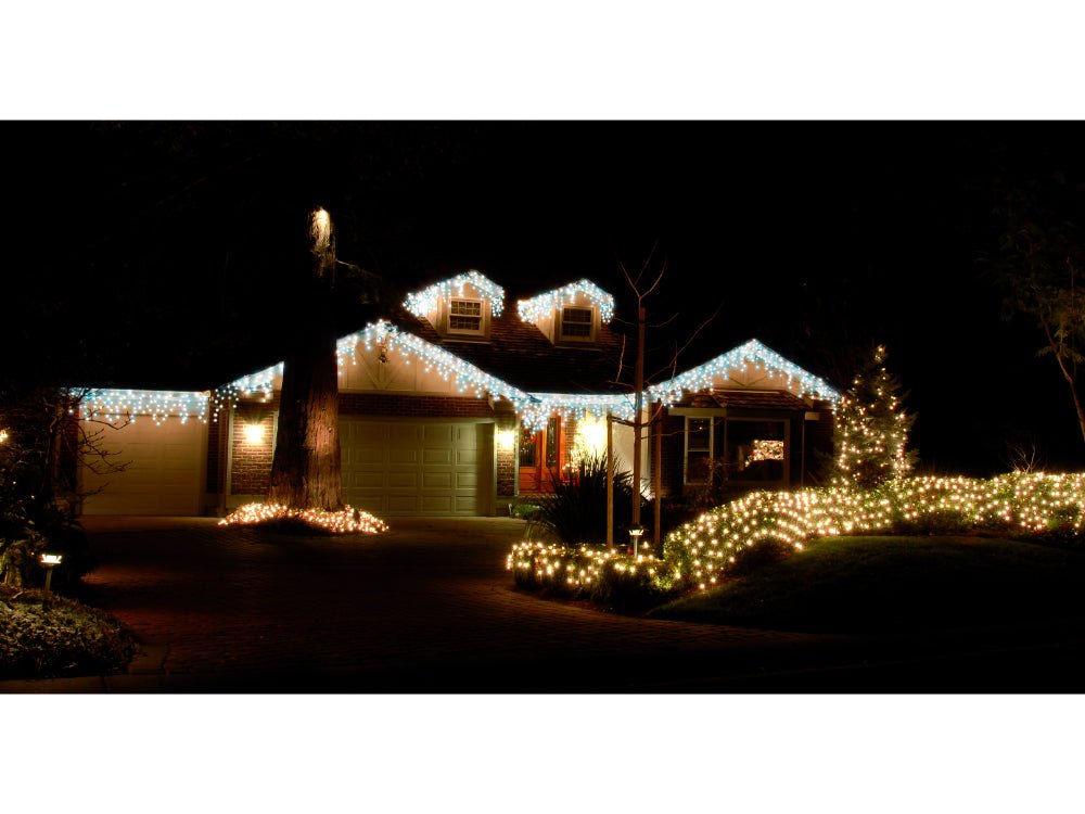 Snowing Icicle Lights - Blue & White_Christmas Lights