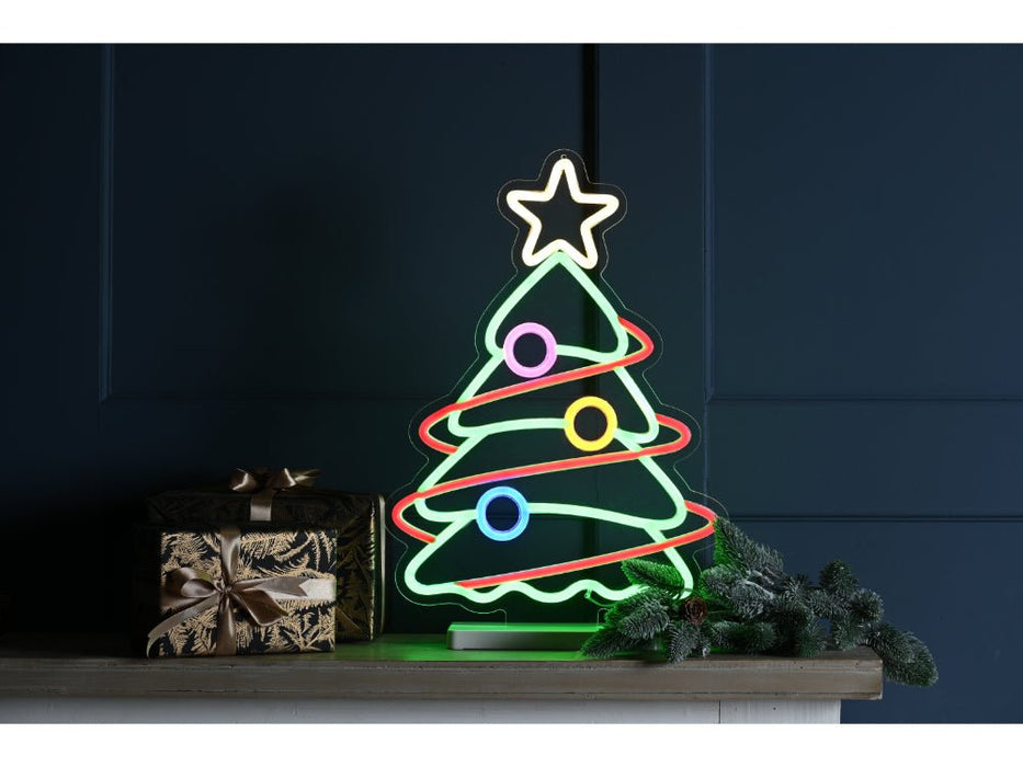 Christmas Tree Neon Effect on base - multicolour 45cm - Indoor Christmas Decoration_Indoor Christmas Decorations