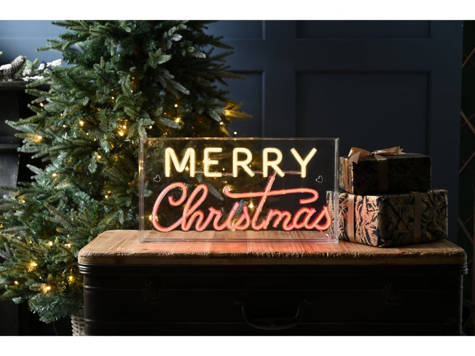 MERRY CHRISTMAS sign neon flex - lit Red 43cm - Indoor Christmas Decoration_Indoor Christmas Decorations