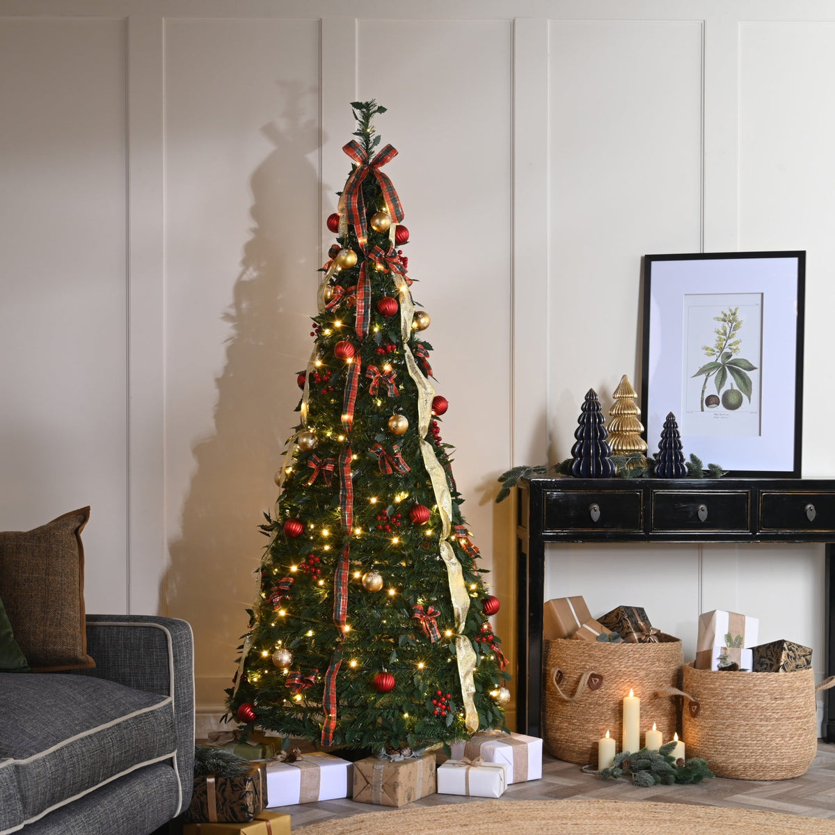 Prelit Green / Red / Gold Pop Up Tree_Artificial Christmas Trees