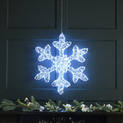 60cm Lit Silver Snowflake - White Twinkle LED_Indoor Christmas Decorations