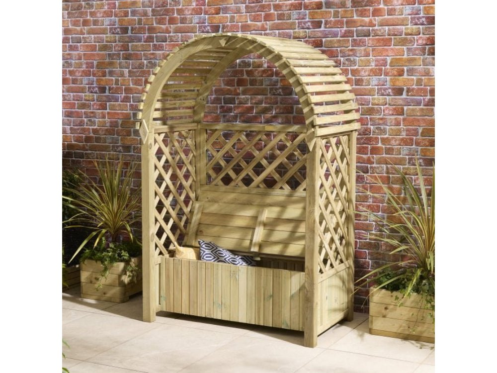 Chiltern Arbour with Storage Box_Swings, Arbours & Arches
