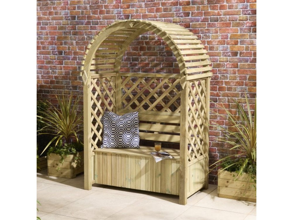 Chiltern Arbour with Storage Box_Swings, Arbours & Arches