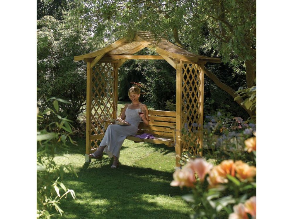 Dartmouth Arbour with Swing Seat_Garden Swings & Arbours