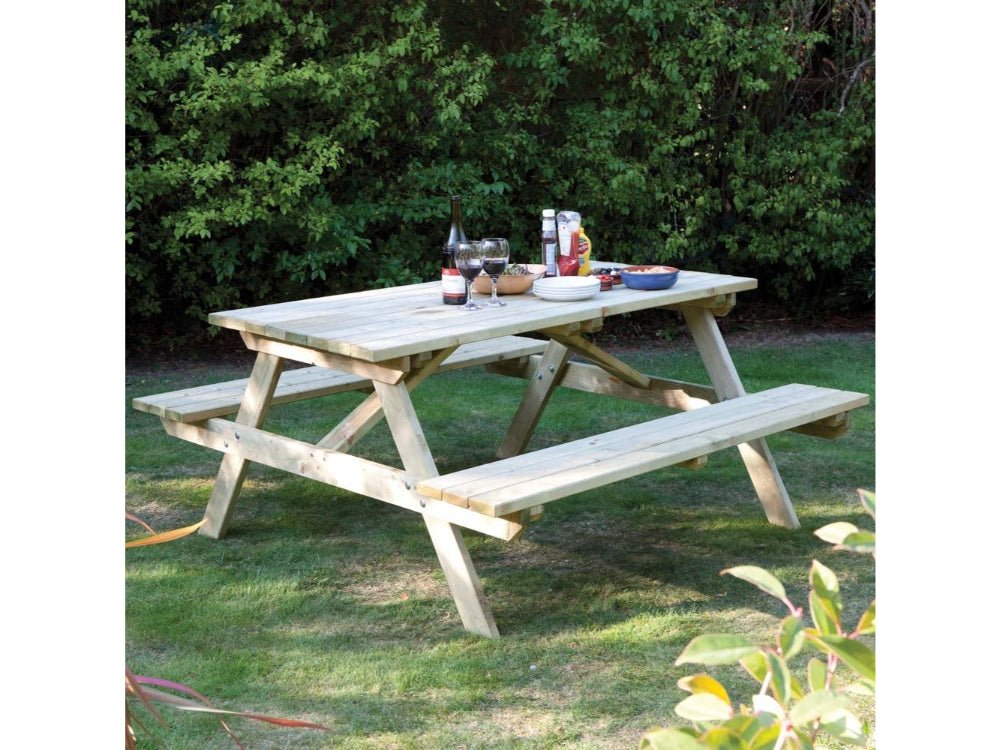 Rowlinson Timber Picnic Bench - Outdoor Garden Seating_Garden Furniture