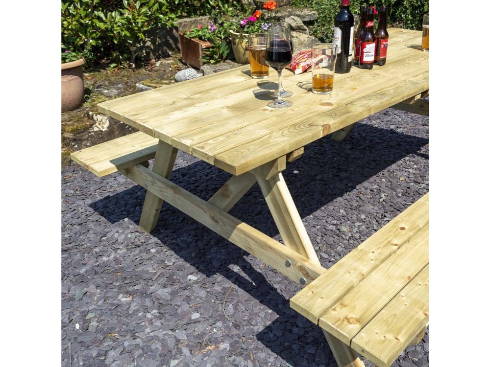 Rowlinson Timber Picnic Bench - Outdoor Garden Seating_Garden Furniture