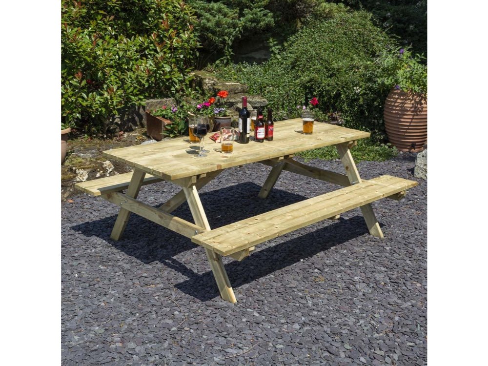 Rowlinson Timber Picnic Bench - Outdoor Garden Seating_Garden Furniture