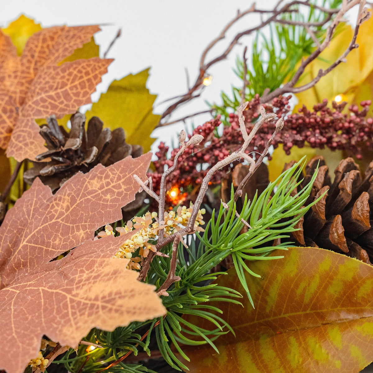 Rustic Woodland 6ft x 10" Garland with 150 Warm White LED Microbulbs and 8 Functions - Battery Operated_Garden Decorations
