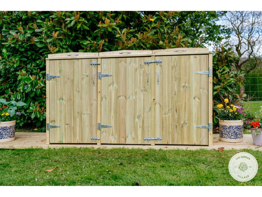 Shireburn 1 Wheelie Bin with Recycle Box Store (Galvanised Ironmongery)_Bin Stores
