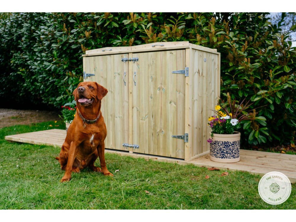 Shireburn 1 Wheelie Bin with Recycle Box Store (Galvanised Ironmongery)_Bin Stores