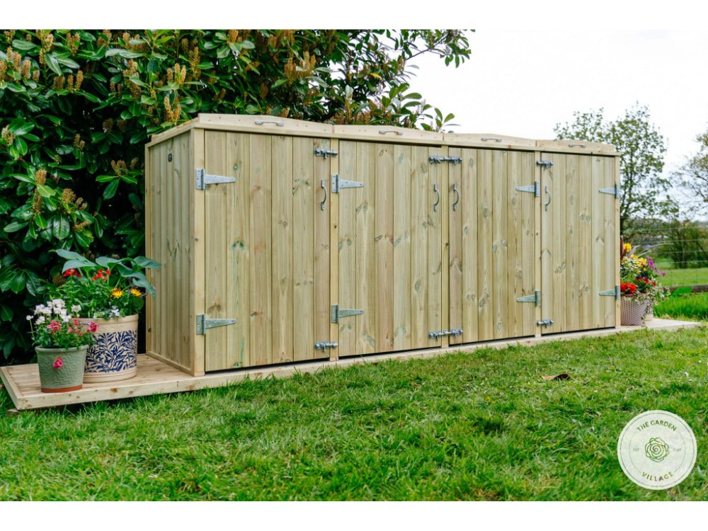 Shireburn 1 Wheelie Bin with Recycle Box Store (Galvanised Ironmongery)_Bin Stores